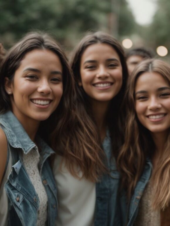 Group of happy young friends smiling outdoors