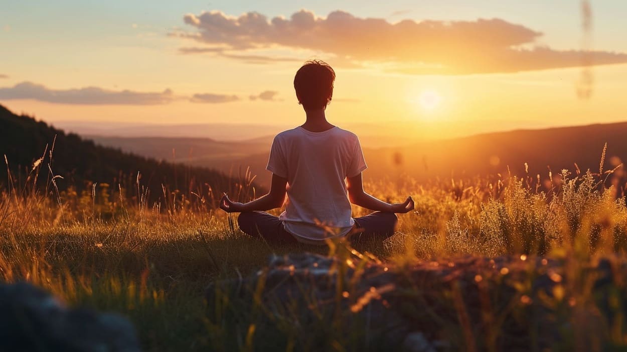 Mindful meditation in a serene environment
